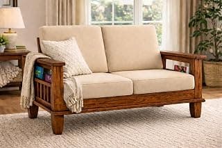 Wood Sofa Set 2 Seater Home Living Room | 2 Seater Sofa Set Wooden | Office Furniture Sofa Set | Without Pillow | Two Seater Sofa Set (Honey, 2 Seater)
