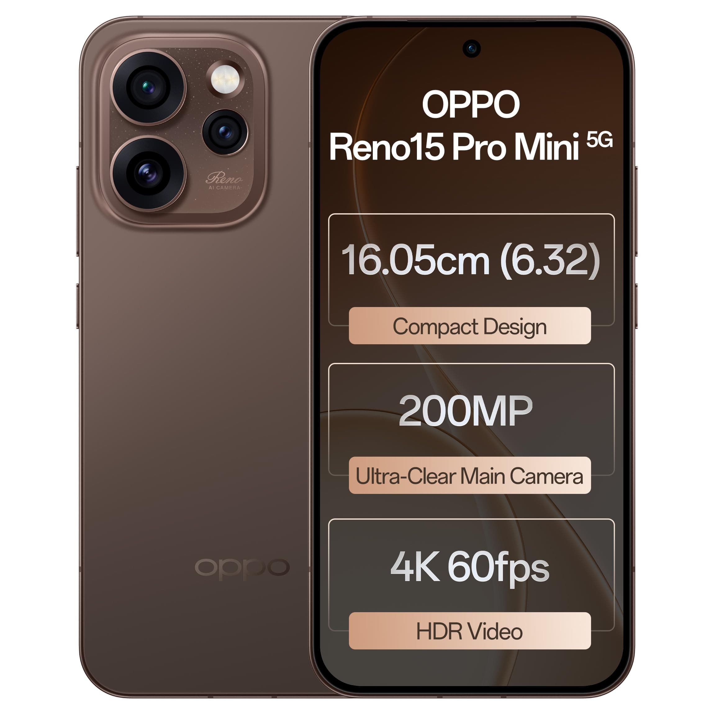 Oppo Reno15Pro mini 5G (Cocoa Brown, 12GB RAM, 512GB Storage) with No Cost EMI/Additional Exchange Offers