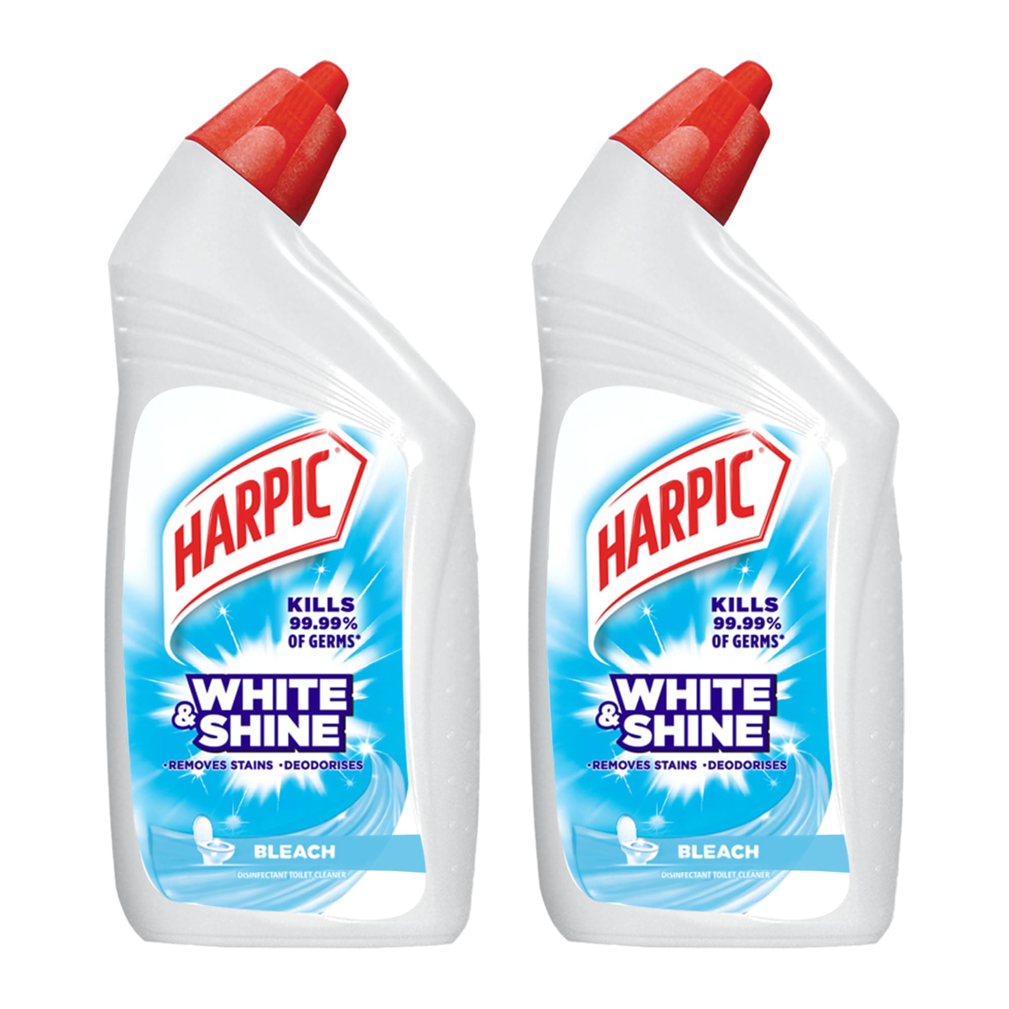 Harpic 500 ml (Pack of 2) - Bleach, White and Shine Disinfectant Toilet Cleaner Liquid