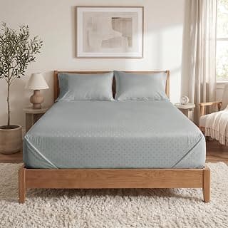 Blue Dahlia 100% Cotton, King Size/Double, Bedsheet (108" x 108") + 2 Pillow Covers, Silky Smooth Feel, 300TC Dotted Premium Bedsheet, Colour: Paloma Grey