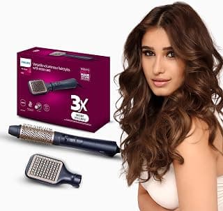 PHILIPS India’s No.1 Hair Styling Brand 2-in-1 Airstyler | Straightening Brush + Hot Air Brush Combo | 3X Volume | 50% Less Breakage,2 Attachments, 3 Heat Settings, Cool Shot, For Indian Hair