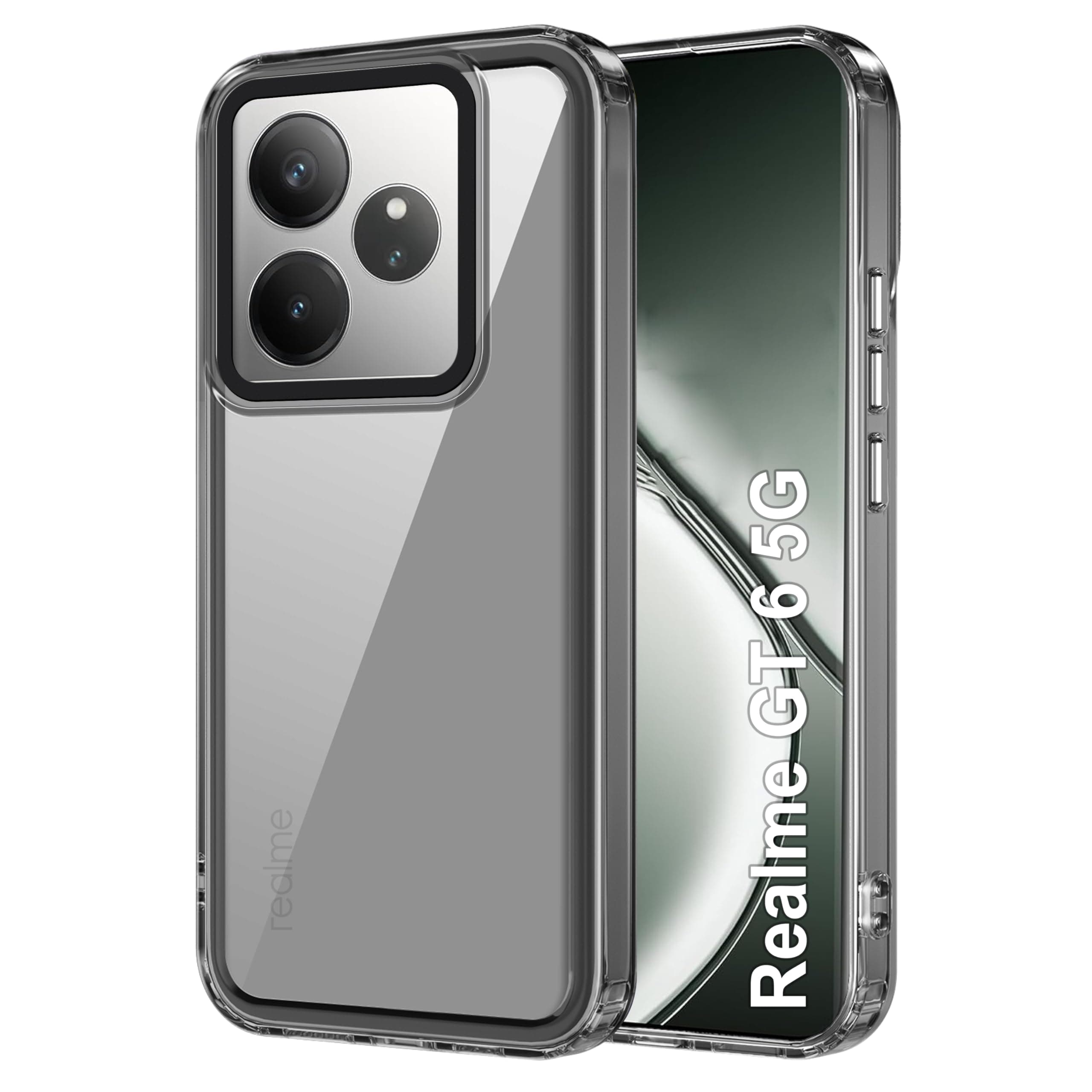 Zapcase Back Case Cover for Realme GT 6 5G | Compatible for Realme GT 6 5G Back Cover | Case Cover with Camera Protection | (TPU + PC | Translucent Black)
