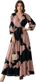 Modestouze Attires Dress for Women Western, Maxi Dresses, One Piece Long Gown Outfit, Floral Print, V Neck Design, Clothing, Western Outfit for Women