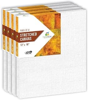 Homestrap 10 Oz Primed Cotton Pre Stretched Canvas with Wooden Frame 12”X16” – Pack of 4