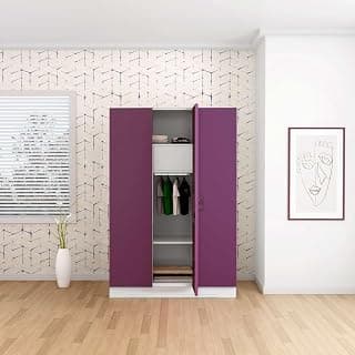 Interio by Godrej Slimline Carbon Steel Wardrobe/Almirah Textured Purple, 3 Doors