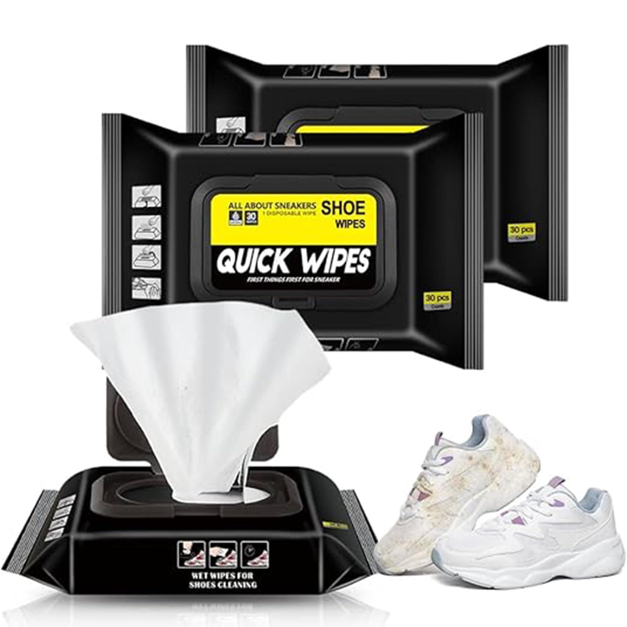 KLIFFOO Shoe Cleaner Wipes for Sneaker, White Shoe 1 Pack of 80 - Instant Sneaker and Sports Shoe Cleaner Wipes, Disposable Quickly Remove Dirt & Stains Shoe Cleaning Wipes for All Shoes