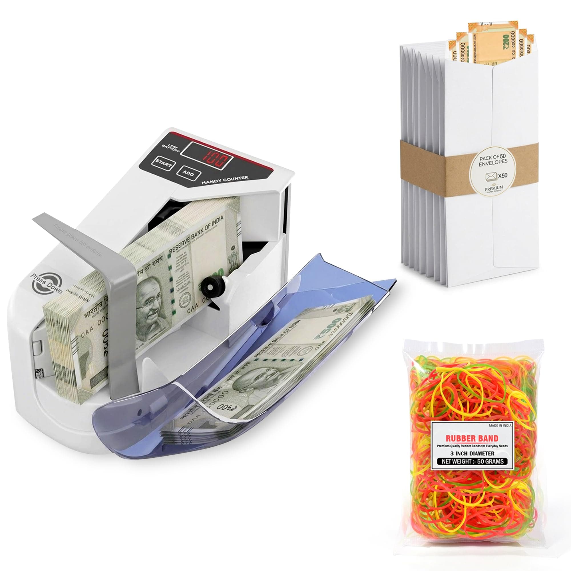 HOTFIX® Cash Counter Machine for Small Business | Portable Mini Note Counting Machine for Indian Currency with LED Display | Money Counting Machine with UV/WM Detection & Auto Shut-Off