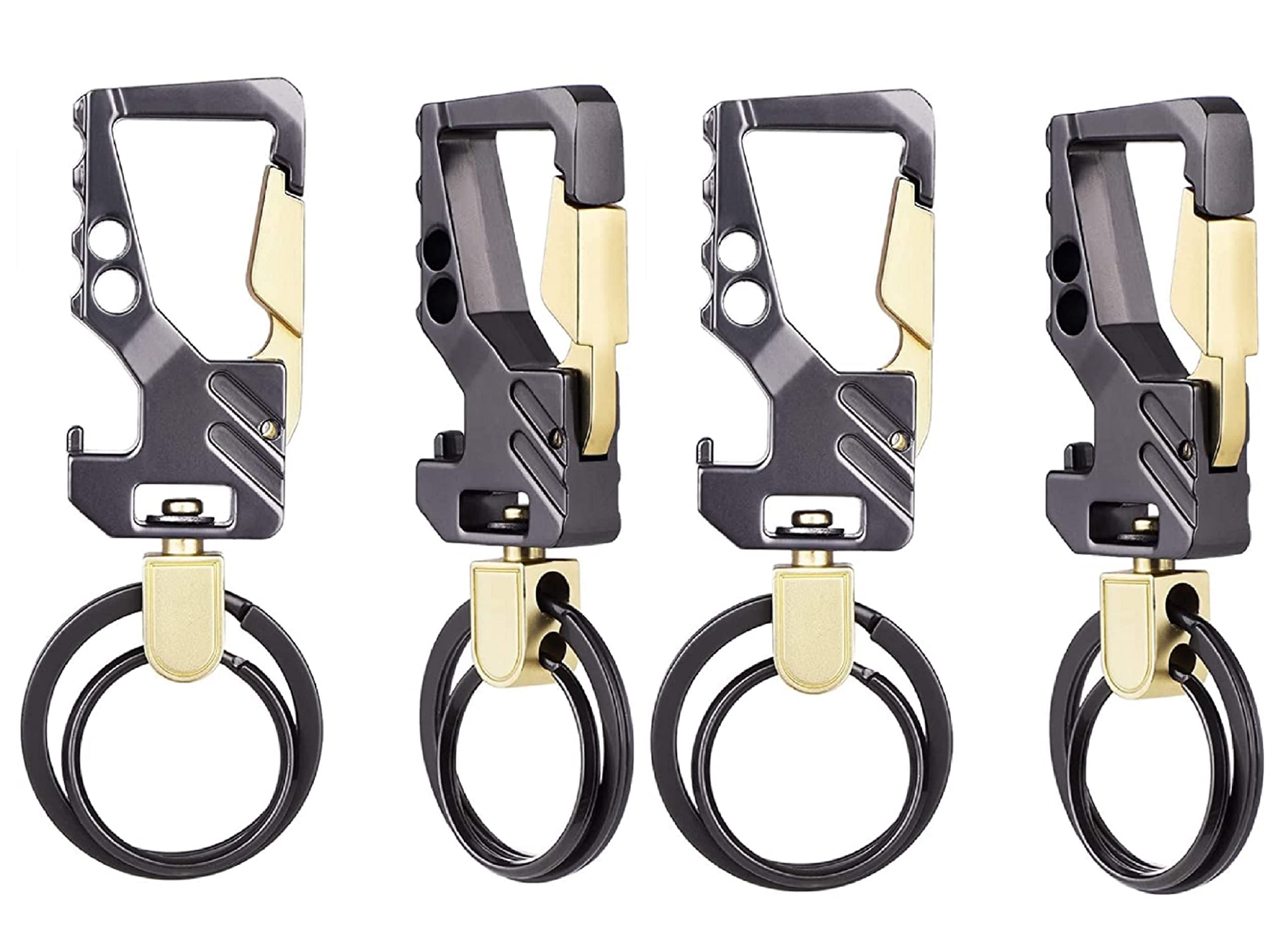 Contacts Heavy Duty Stainless Steel Keychain with Bottle Opener for Men and Women-Gun Metal Gold(Pack 4-New)