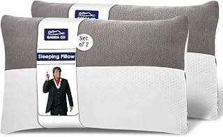 GADDA CO Hollow Sleeping Fiber Pillow with Zip | Set of 2| Height Adjustable Sleeping Bed Pillow, Soft and Fluffy | White and Grey, Standard Size with 3 Months Warranty