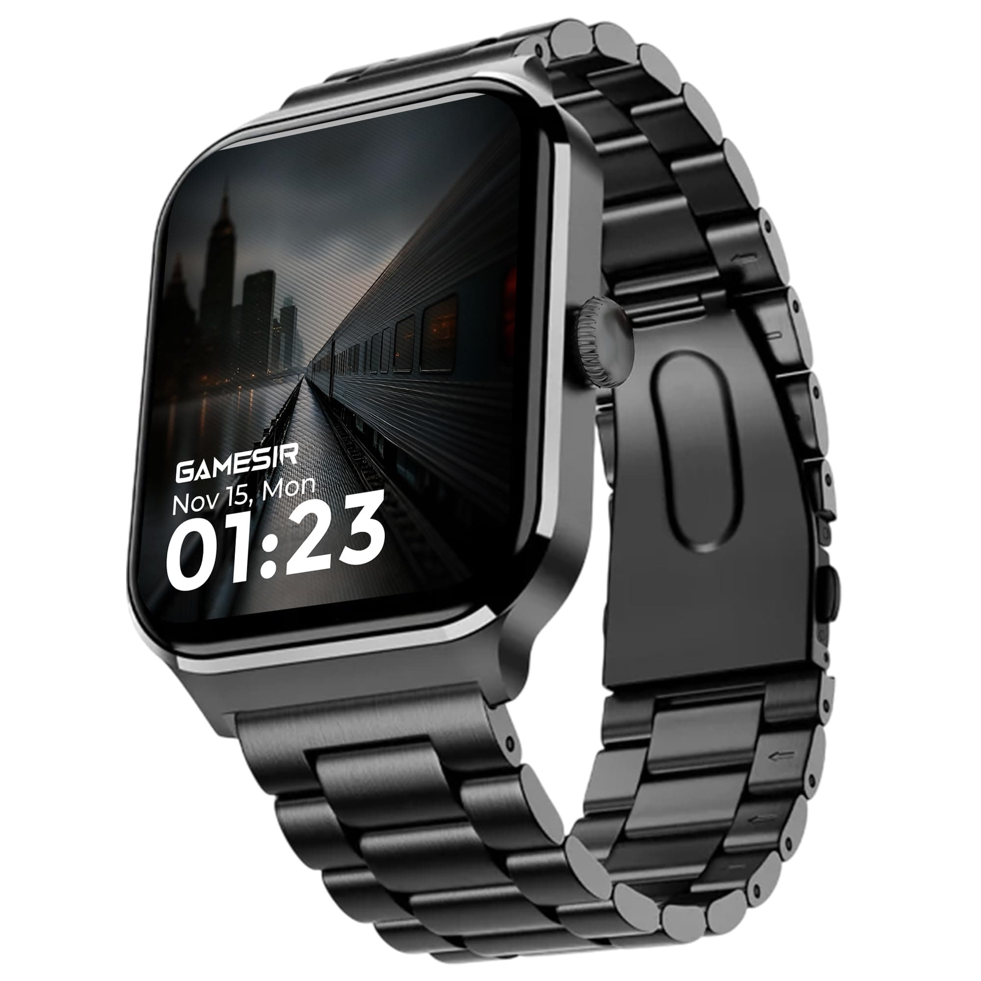 GameSir NovoLux HD Display Smartwatch for Men & Women Answer/Make Calls, Heart Rate Monitor, 113+ Sports Modes, Step Counter, IP68 Waterproof, Compatible with Android & iOS(Metal Black)