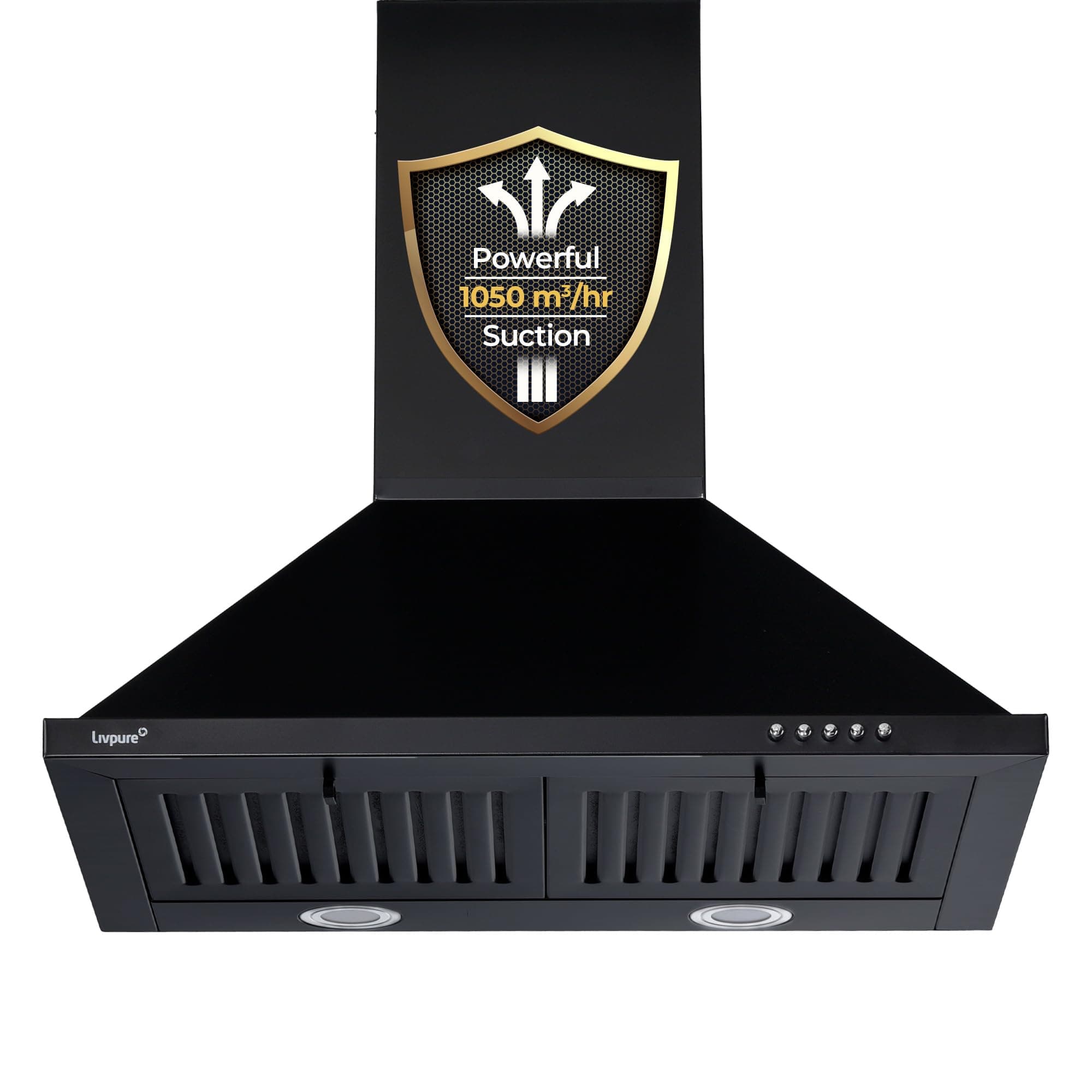 Livpure Alder Neo 60 cm | Pyramid | 1050 m³/hr Suction | Baffle Filter | Push Button Control | Low Noise | 5 Year Motor +1 Year Comprehensive Warranty | Black