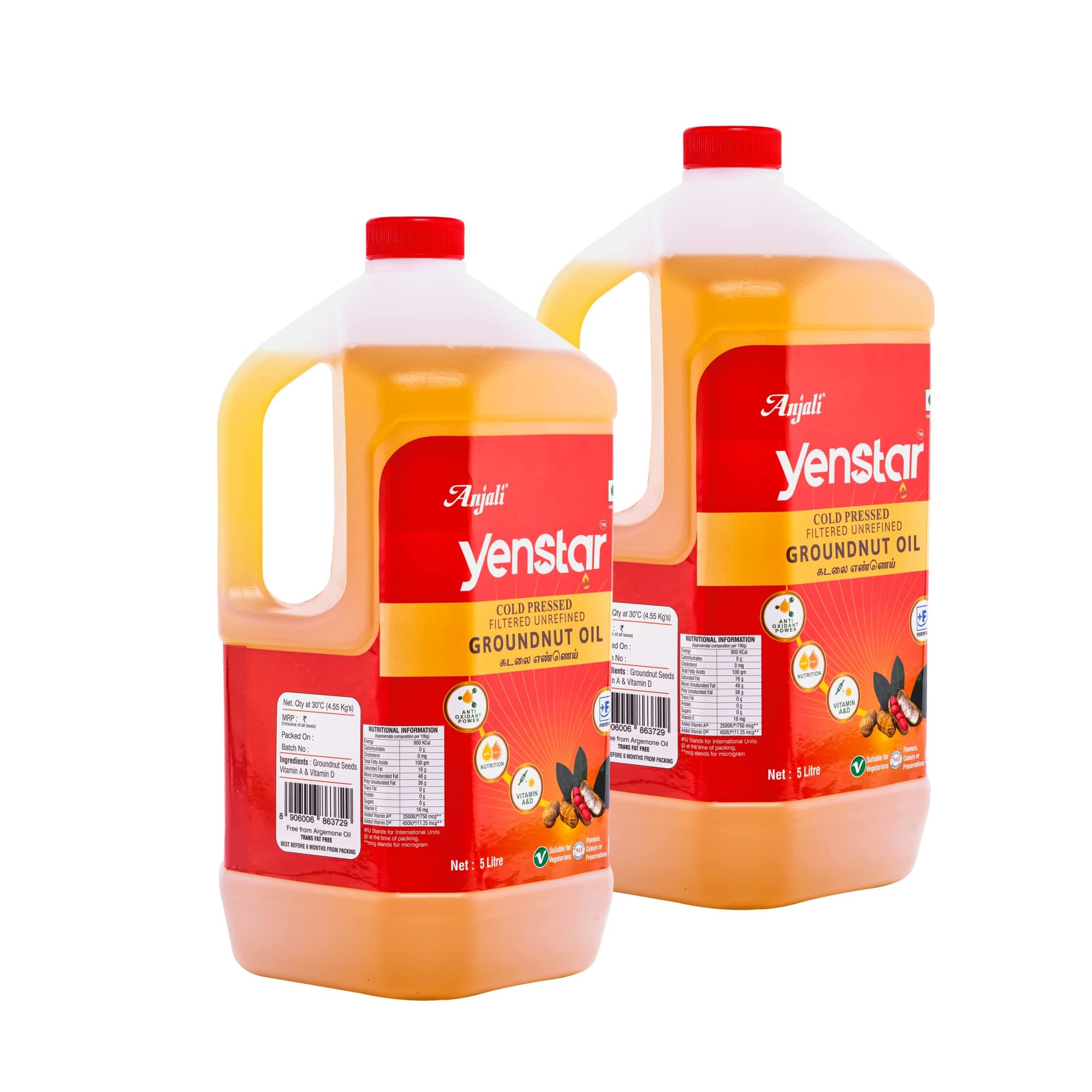 Yenstar Cold Pressed Groundnut/Peanut Oil (10 Litre Can Each 5 Litre V.2.0)