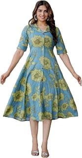 Truvon Fashions Western Midi Dress for Women | One Piece Dress for Women | Beach Dress for Women | Shirt Dress