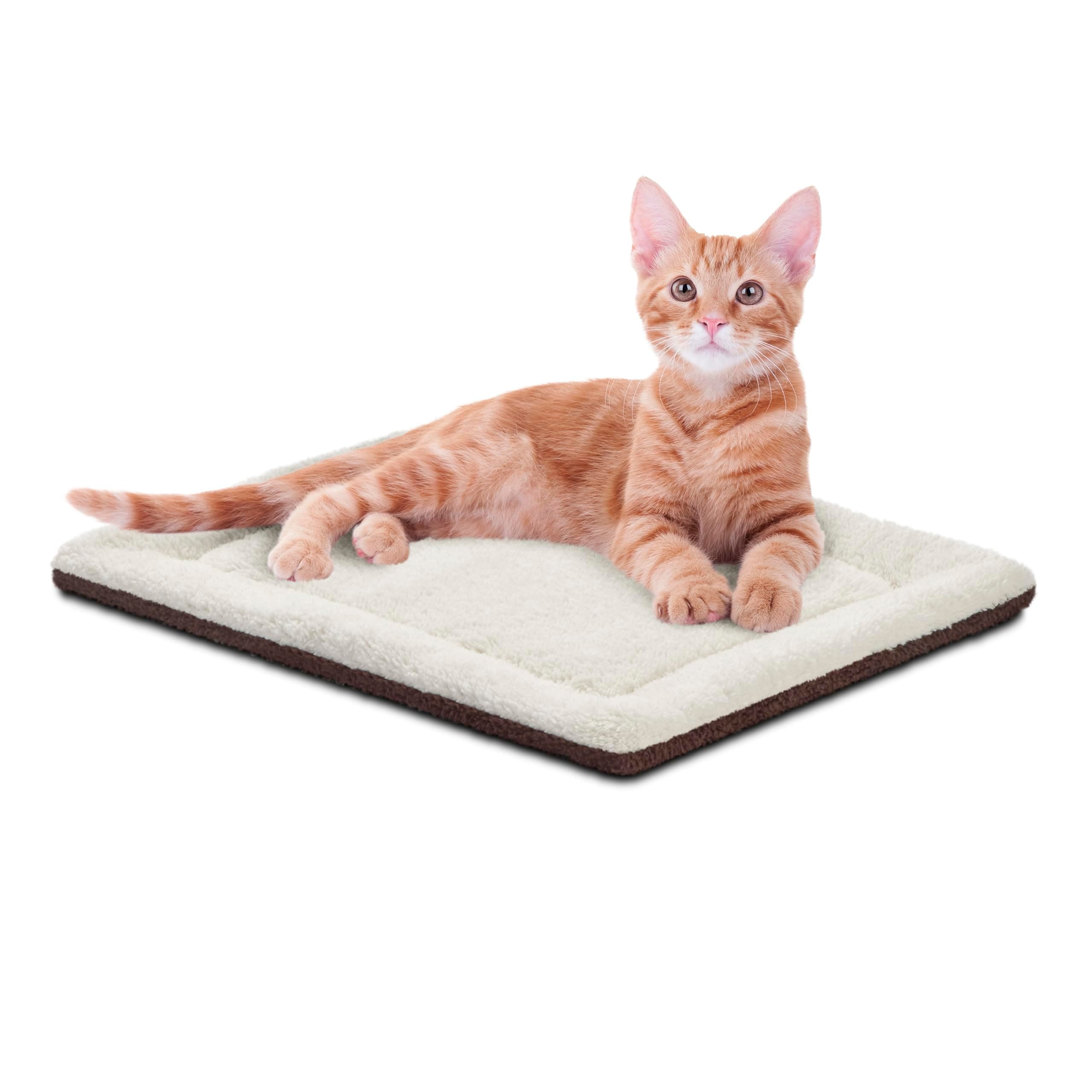 K&H PET Products Self-Warming Pet Pad, 21" x 17", Oatmeal/Chocolate | Heating pad for cats comfort, cat self warming pad, reversible plush, warming mat for cats, machine washable