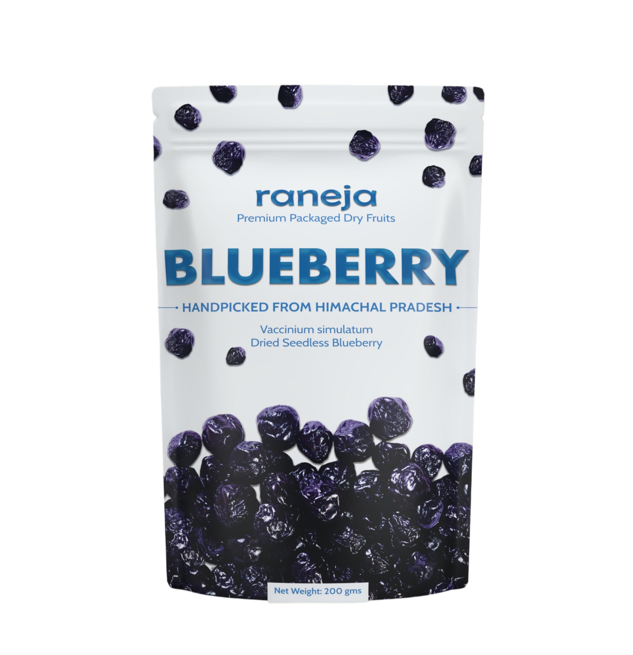 RANEJA 100% Natural Premium Blueberries 200Gm Without added Sugar | Dried Seedless Blueberries | Dry Fruits | Healthy & Tasty Whole & Dried Blueberry | Rich In Calcium And Vitamin K | Non-GMO(200gm)
