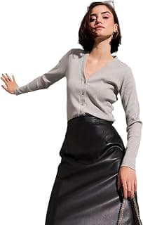 sassafras Women’s Ribbed Basics Winter Layerings Full Sleeves Front Open Cardigan – Casual Ribbed T-Shirt Tops