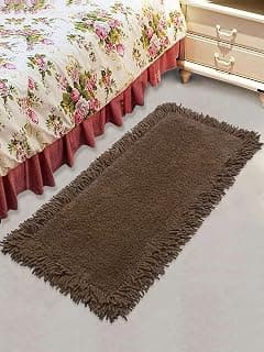 Saral Home Shaggy Soft Cotton Durable & Washable Multipurpose Bedside Runner for Home/Kitchen/Living Area/Lobby/Office Entrance with Anti Skid Backing (Brown, 45 Cm X 120 Cm)