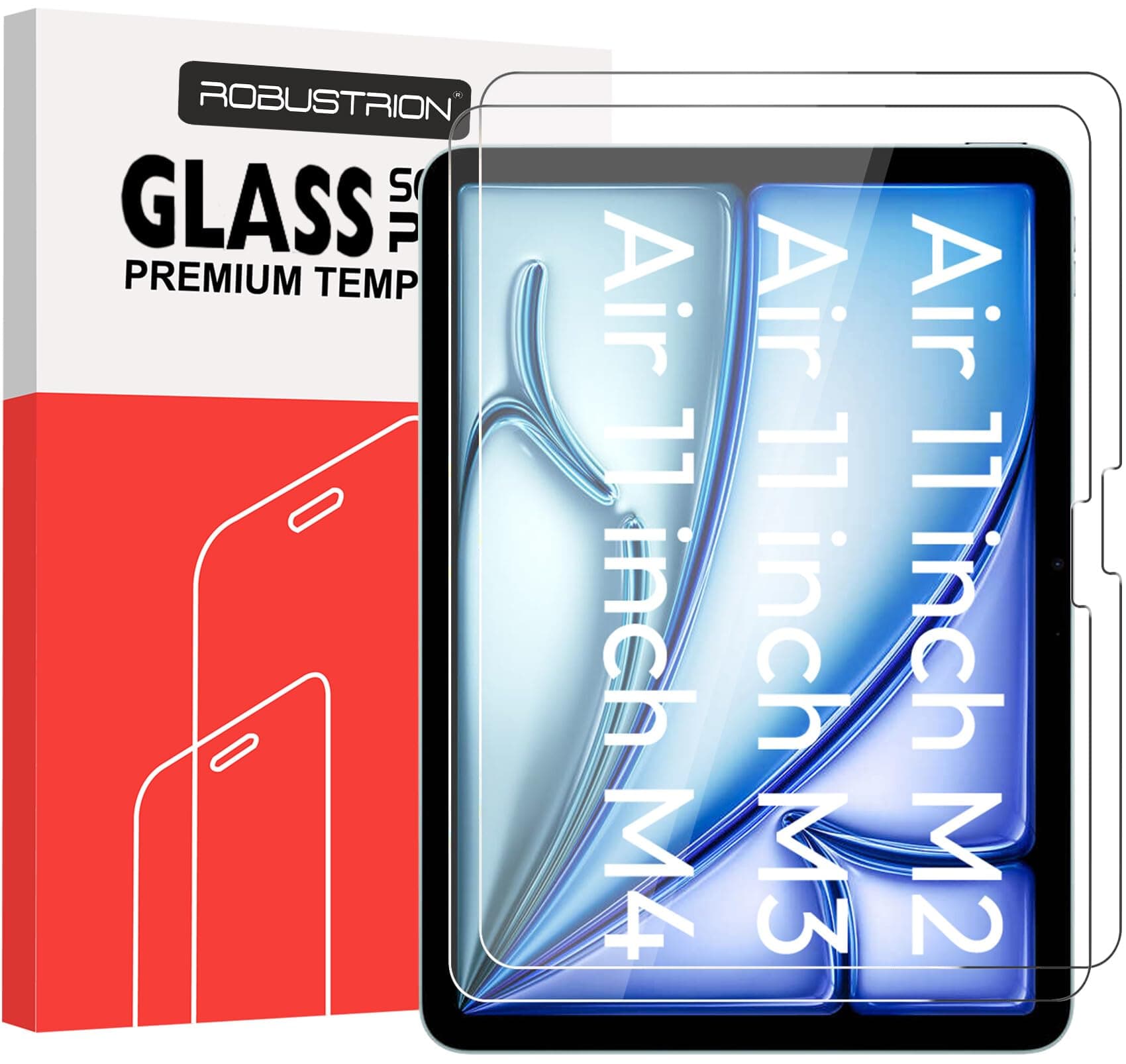 Robustrion Tempered Glass for iPad Air 11" M4/M3/M2 Screen Protector,2 Pack | for iPad Air 11 inch 2026/2025/2024 [M4/M3/M2] Screen Protector Guard for iPad Air 11 inch