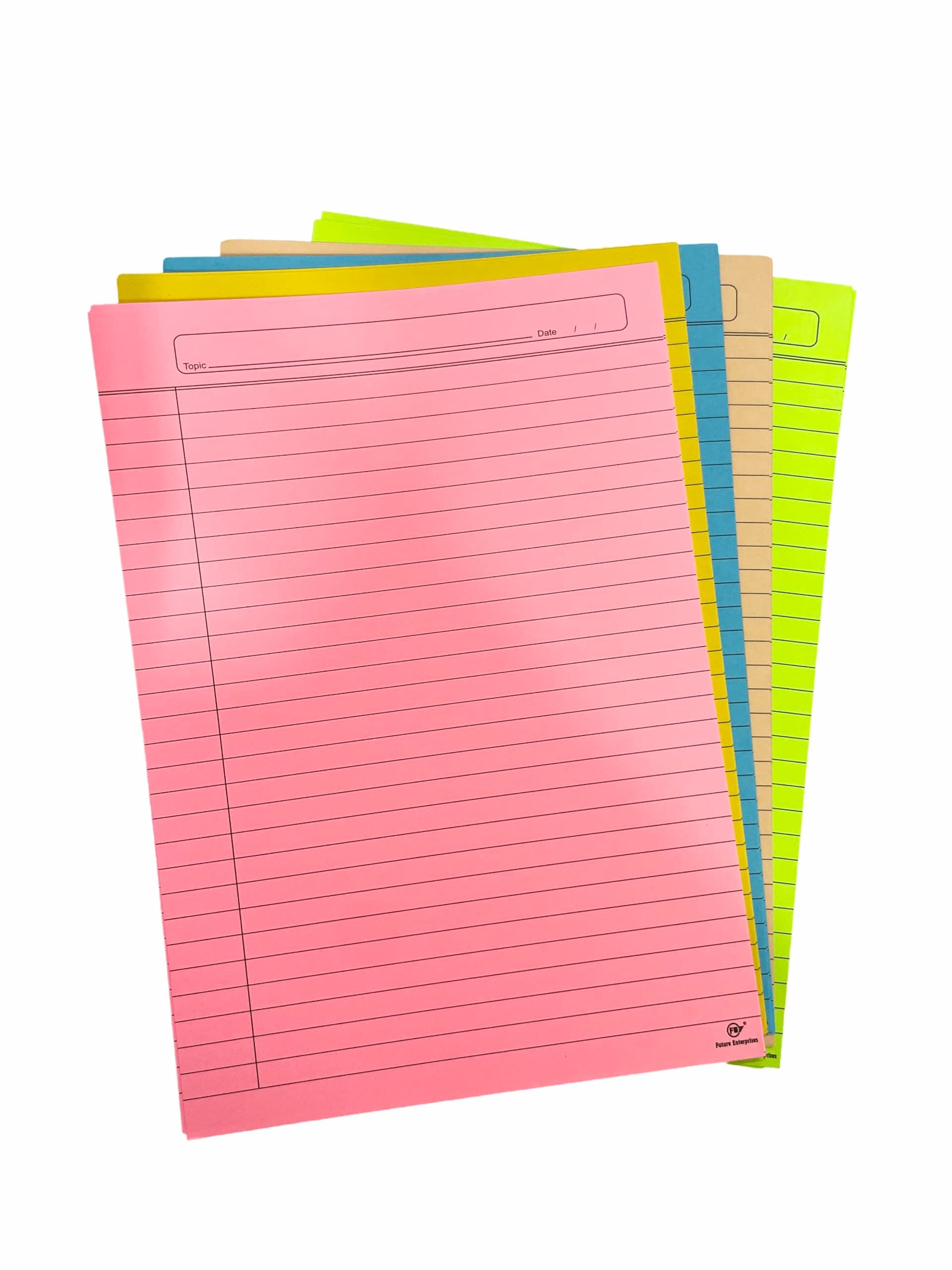 Cubic A4 Multicolour Card Sheets – 180 GSM (Pack of 20) | 5 Vibrant Colours, 4 Ruled Sheets Each | Thick & Durable Writing Paper for Notes, Assignments & Office Use
