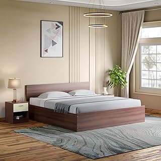 Interio by Godrej EWA Engineered Wood Bed with Box Storage (Queen), 1-Year Warranty, Brown, Particle Board