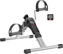 Amazon Basics Mini Bike Digital Pedal Exerciser | Mini Cycle for Home Workout I Heavy Material with Fixing Strap, Adjustable Resistance & LCD Display | Versatile Workout Equipment | Black and Grey