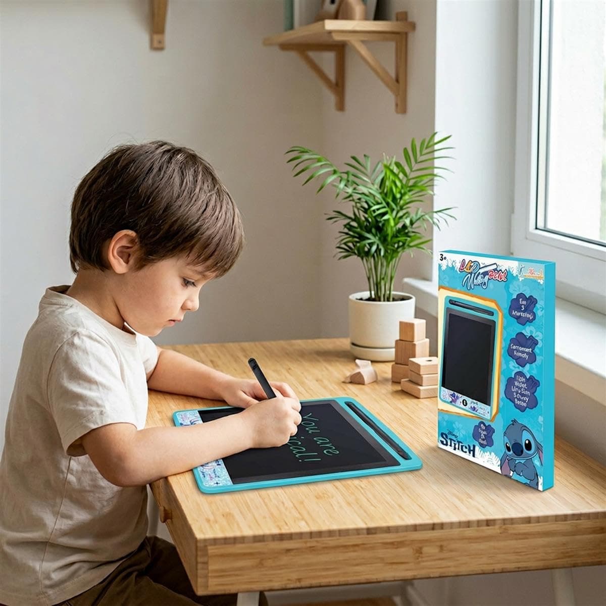 Kriiddaank Stitch Theme LCD Writing Tablet for Kids, 8.5 Inch Electronic Drawing Pad & Magic Slate, Portable Rewritable Doodle Board,Educational Birthday Return Gift for Boys & Girls 3-9 Years, Blue