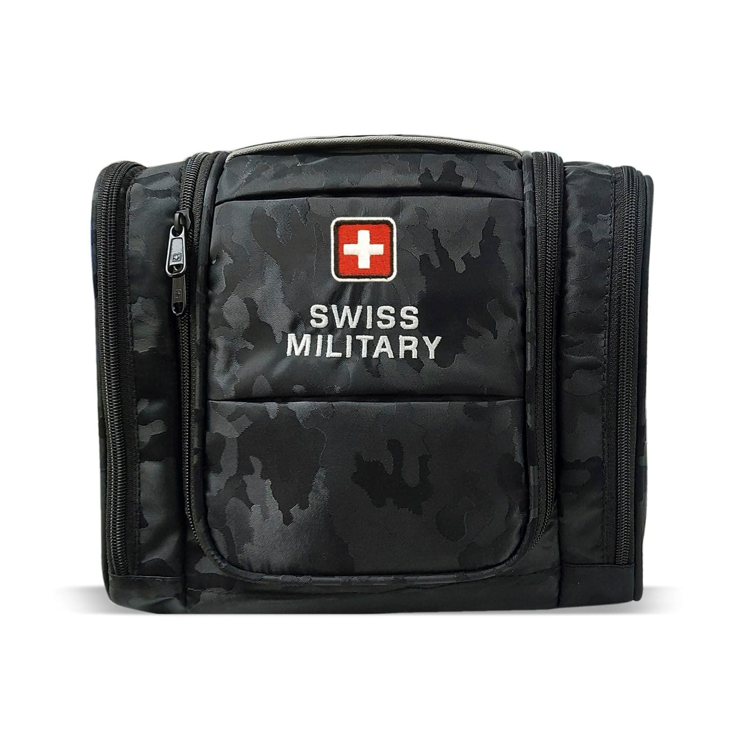 Swiss Military Unisex Polyester 5L Water-Resistant Toiletry Bag for Travel with Multiple Compartments, Quick Access Pocket, Durable Zippers, Organizer for Toiletries, Makeup & Essentials-Black