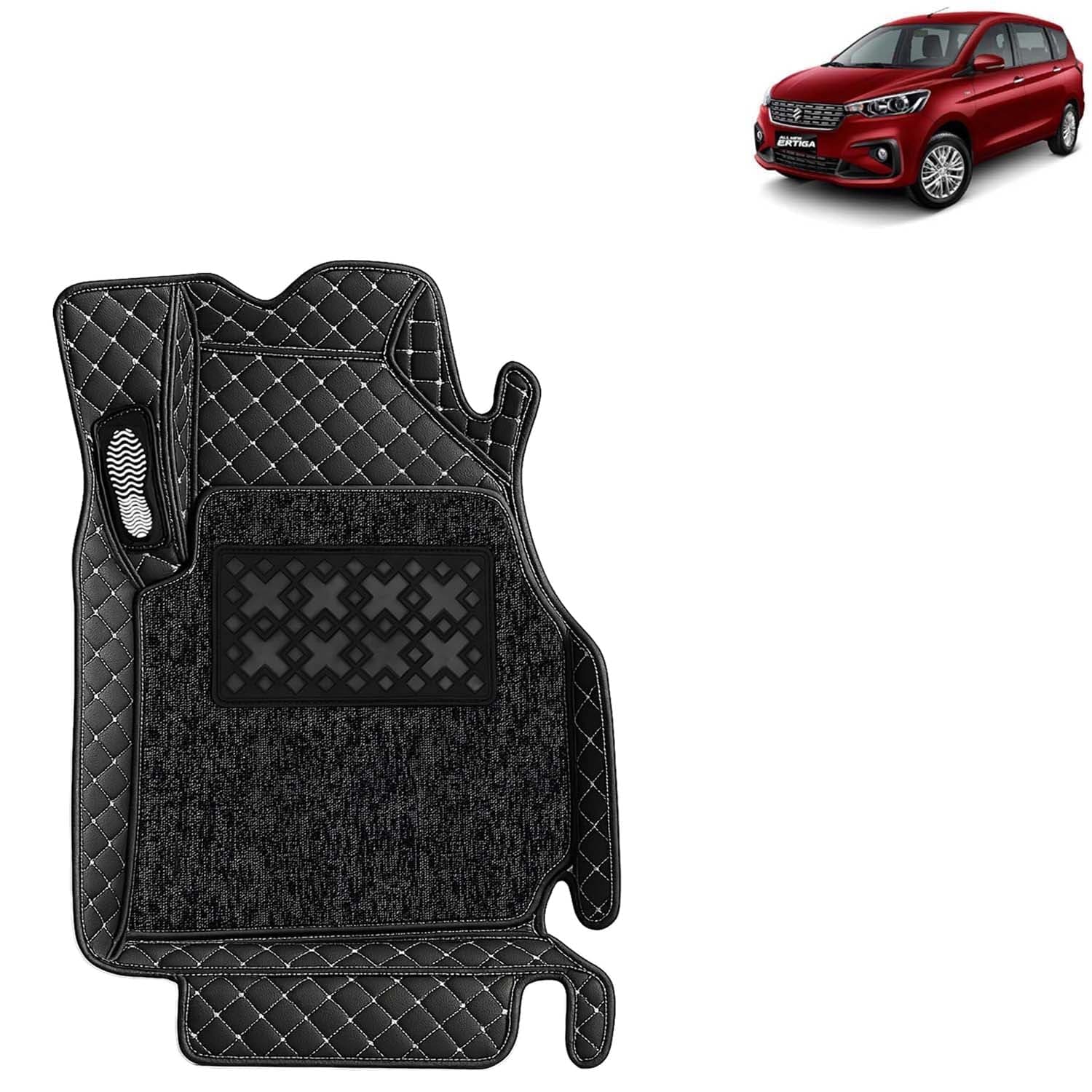 KINGSWAY Accessories Premium 7D Car Floor Mats Only Compatible with Maruti Suzuki Ertiga Year 2022 to 2025 All Model, Set of 4 Pcs, 100% Waterproof & Washable Luxury 7D Car Foot Mats, Classic Black