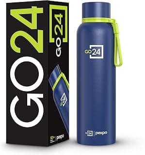 Water Bottle 1 LTR Stainless Steel | Hot and Cold Flask | ISI Certified Steel Bottle | Three Layer Insulation | Leakproof | for Home, Office | 2-Year Warranty |Bravo 1000| Denim Blue