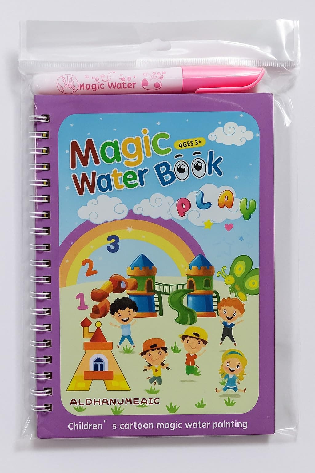 KRySt Magic Water Coloring Doodle Book for Kids | Reusable Water Drawing & Painting Activity Book with Magic Pen | Mess-Free Learning & Fun for Toddlers & Children (Playarea)
