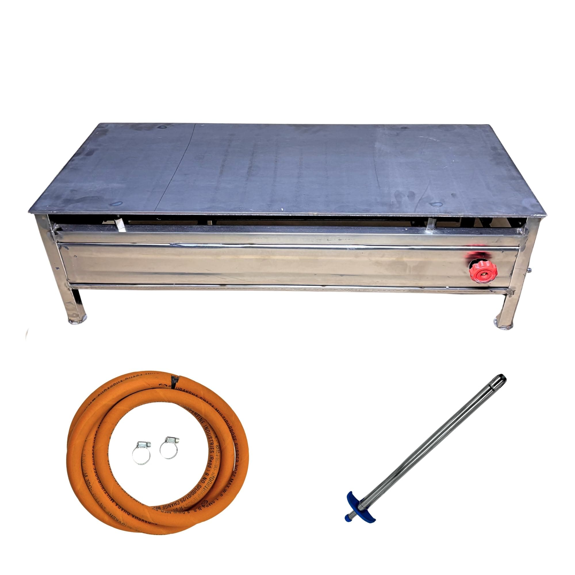 Amaru Stainless Steel Commercial Dosa Bhatti for Hotel & Restaurant Use | Heavy-Duty Dosa Cooking Bhatti with Bullet Burner And Tawa (Size-30Lx15Wx12H Tawa 6mm
