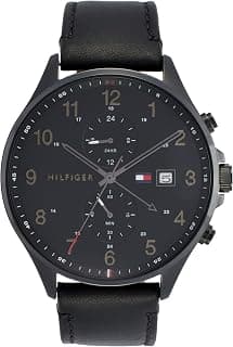 Tommy Hilfiger Mens WEST Black Dial Leather Analogue Watch - TH1791711