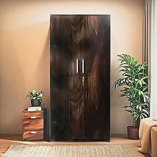 CASPIAN Engineered Wood 2 Door Wardrobe (Black Wenge) | Pre-Assembled Furniture | Cupboard/Almirah for Bedroom Clothes Storage Organizer with 6 Shelves and Key Lock