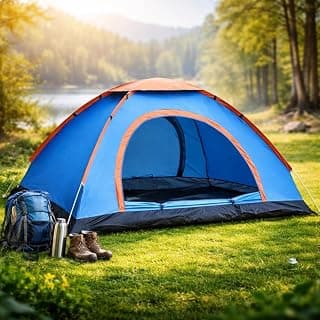 4 Person Drake Waterproof Outdoor Camping Tent Portable Polyester Picnic Tent Foldable Tent for Picnic/Hiking/Trekking Tent House(Multicolour)