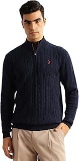 Thomas Scott Men's | Regular Fit | Long Sleeves | Mock Collar | 100% Cotton | Dry Clean | Cable Knit | Knitted | Pullover Sweater