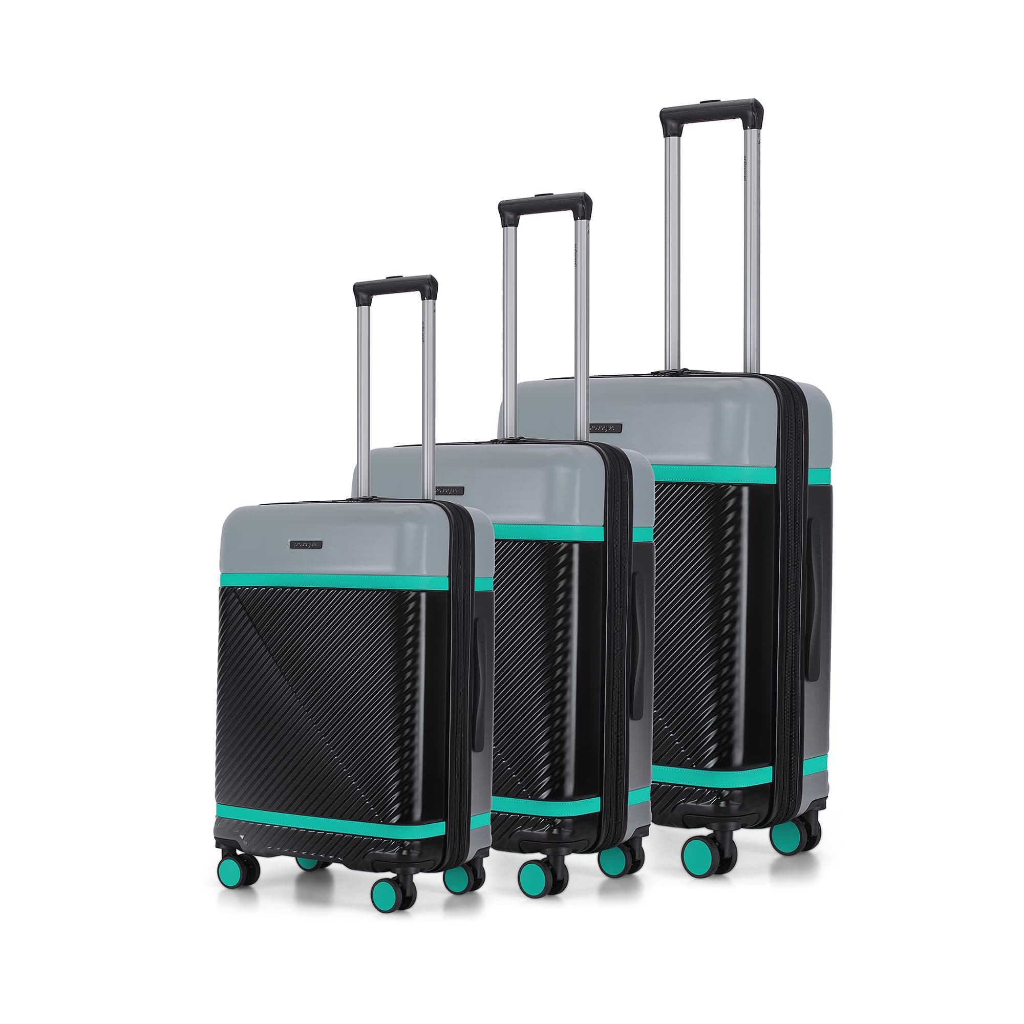 Provogue Linea Hard-Sided PP Trolley Bag Set of 3 | Expandable Space with 8 Wheels Trolley Bags for Travel |Lightweight with Combination Lock|3 Year Warranty (Galaxy Black)