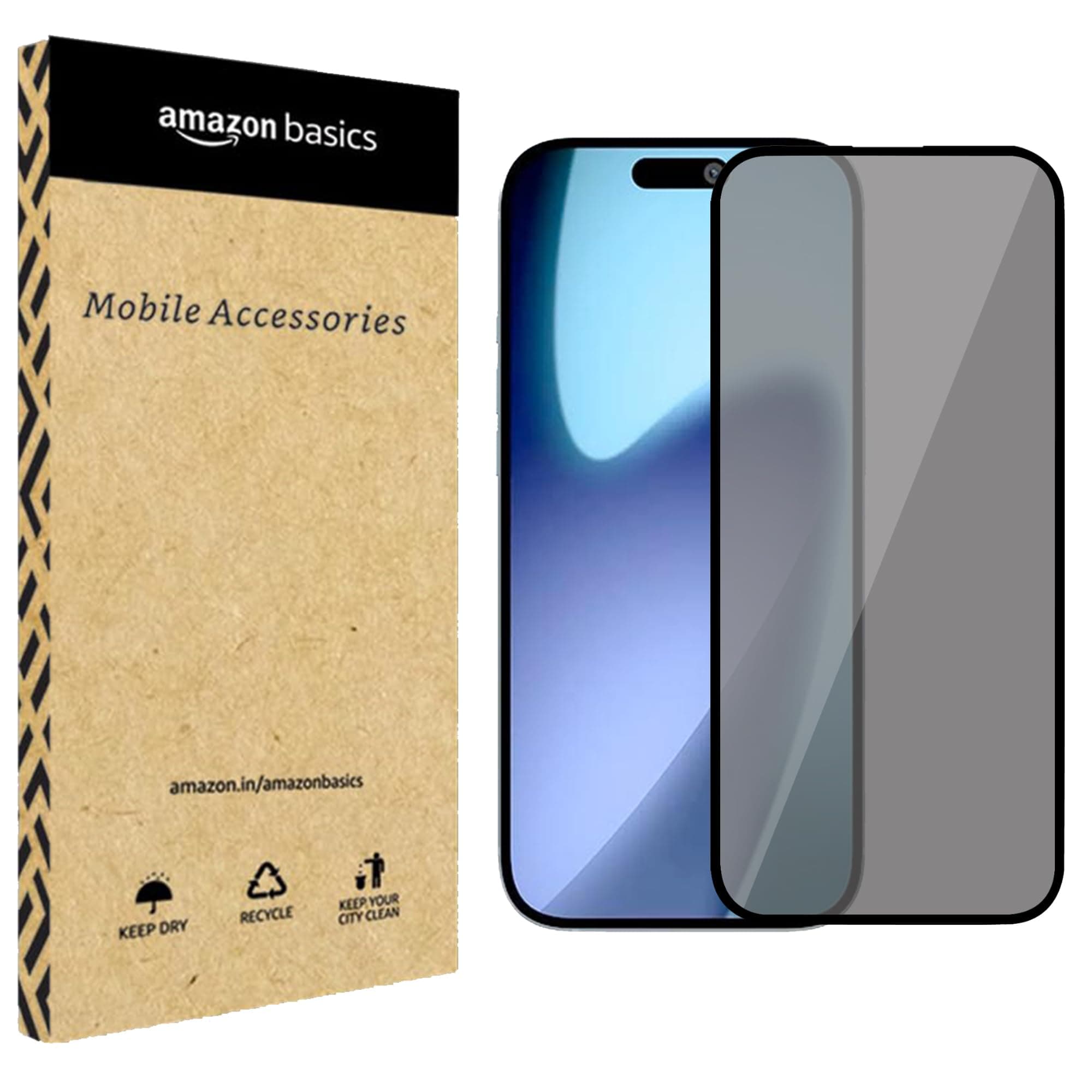 amazon basics Premium Privacy Tempered Glass Screen Protector Guard Compatible for iPhone 17 Air (Pack of 1) Full Edge to Edge Coverage Anti-Spy/Anti-Peeping 9H Hardness Clear