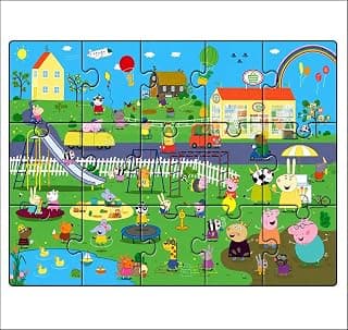 Peppa Pig Peppa's Playtime Wooden Floor Jigsaw Puzzle for Kids, 15 Large Pieces, Ages 3+