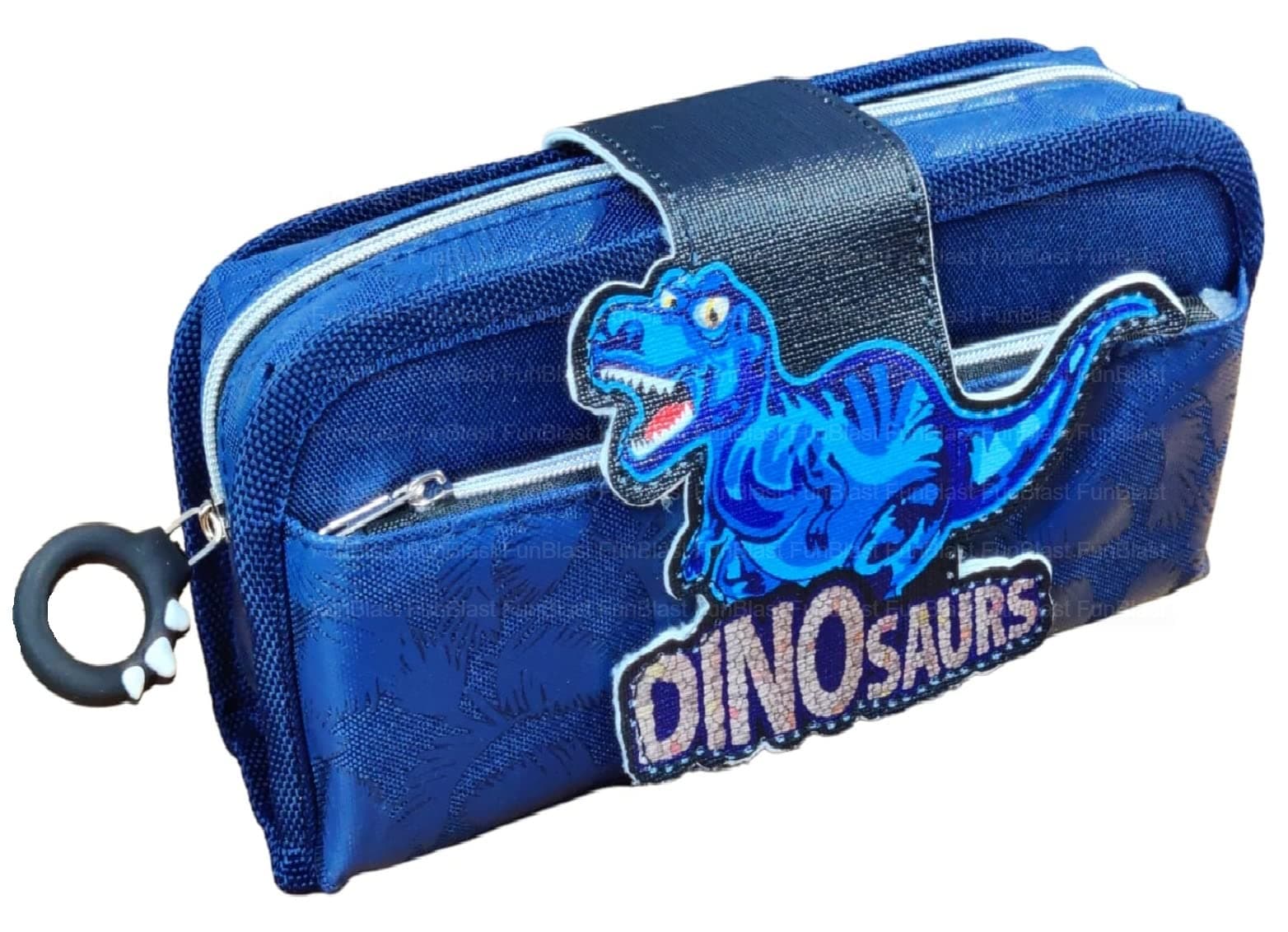FunBlast Multi-Purpose Pouch - Dinosaur Theme Zipper Pencil Case for Kids, Detachable Large Capacity Pouch, Pen & Pencil Pouch Case for Kids, Stationary Pouch for Students School Supplies (Blue)