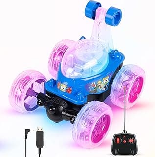 Gooyo GY-9811 360° Rotating & Rolling Stunt Car Toy with Light & Music Feature | Spin, Stunt, Flip Functions | Remote Control Stunt Car Toy for Kids | Blue | in-Built Battery | Gift Box Packaging