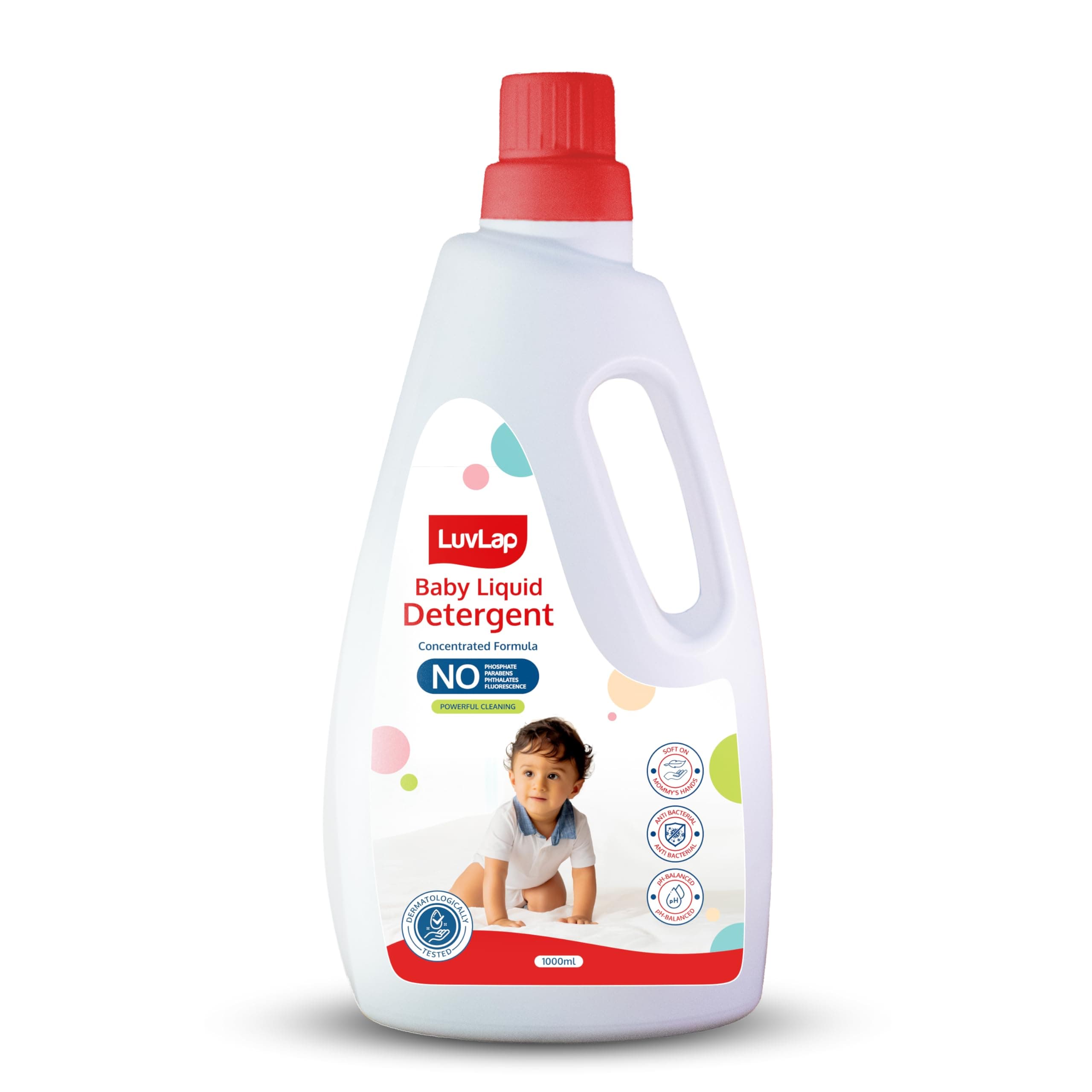 LuvLap Baby Laundry Detergent 1000ml, pH Balanced, No Harsh Chemicals, Safe For Mommy's Hands & Baby's Skin, Anti-Bacterial, Softens Clothes & Removes Stains & Odour, Dermatologically Tested, Liquid