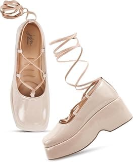 JM LOOKS Women Fashionable Platform Heel Sandals with Lace-Up Ankle Straps for Statement Styling