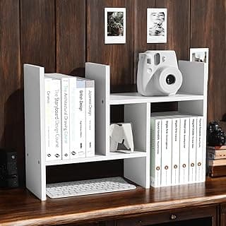 Enigmatic Woodworks Wooden Book Shelf for Home, Office Table, Living Room. Kitchen Stand, Book Rack for Library, Storage Organizer, Bedroom (H Shape, Suede Finish, DIY) (H White)