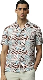 MUFTI Brown Abstract Camp Shirt