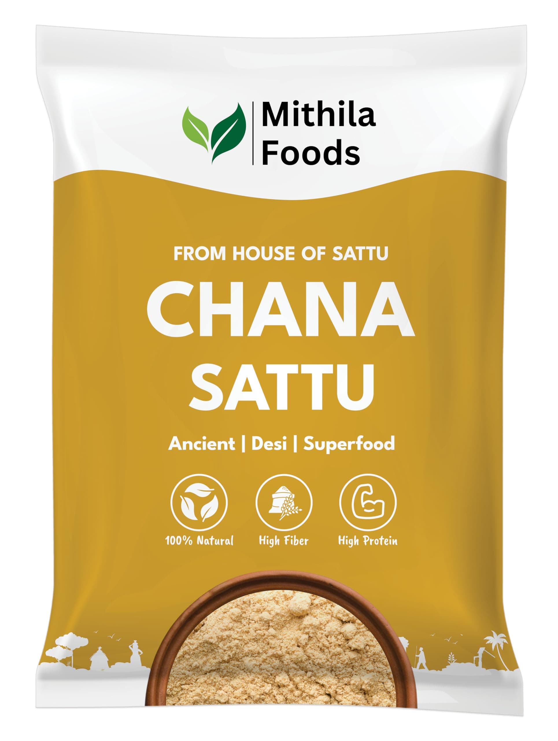 MITHILA FOODS 3 Kg Authentic Bihari Chana Sattu (Value Pack) | High Protein, Fiber, Superfood | 100% Fresh Natural Roasted Gram Channa Flour | Hydrating, Instant Energy Booster | Traditional Flavor From Bihar