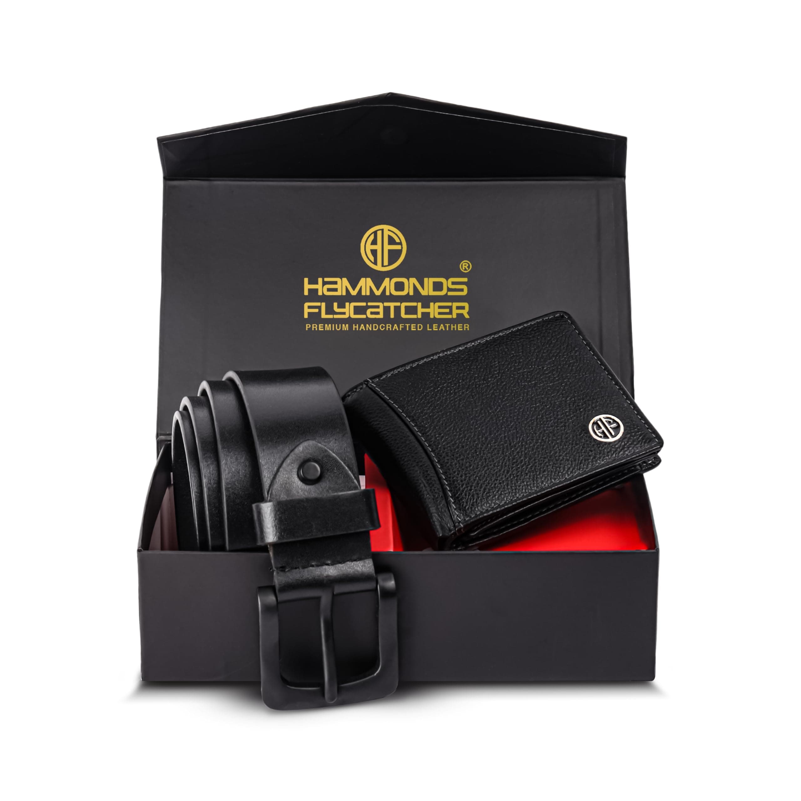 HAMMONDS FLYCATCHER Gift for Men Combo - Genuine Leather Wallet and Belt Combo Box - Leather Belt- Birthday Special & Unique Gift Ideas for Husband, Boyfriend, Teachers, Father - Blick Black