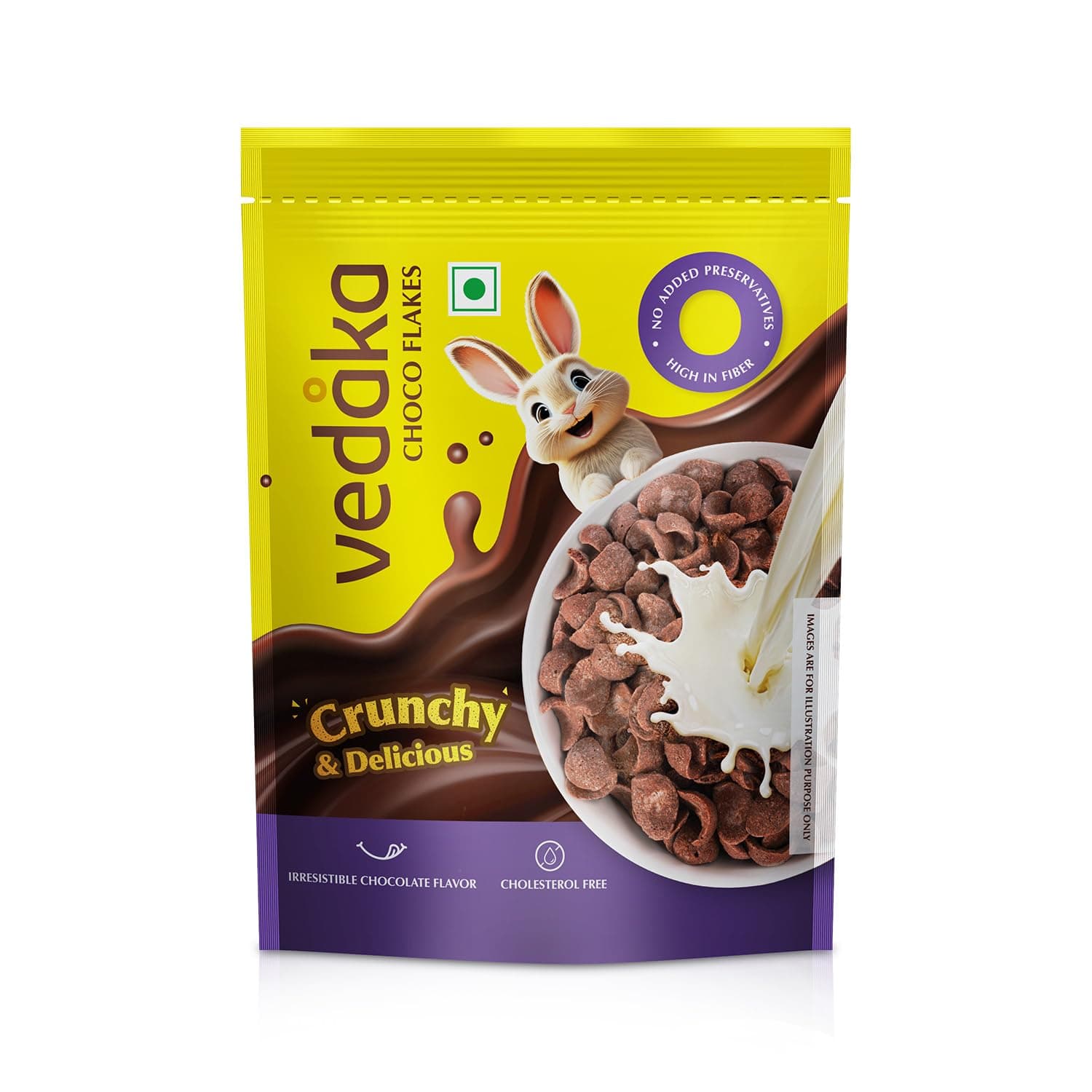 Amazon Brand - Vedaka Choco Flakes 1.2 kg | Irresistible Chocolate Flavor | Crunchy and Delicious | High in Fiber | No added Preservatives