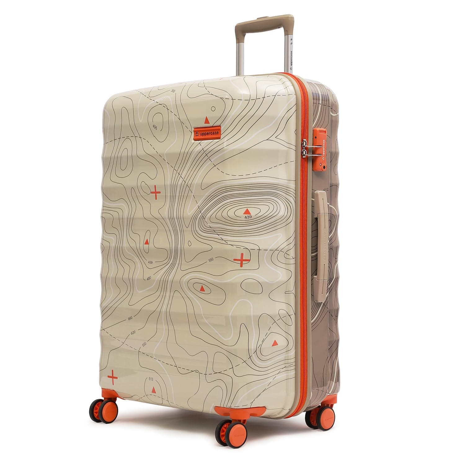 uppercase Topo (Large) 74 cms Hardsided Check-in Trolley Bag 8 Wheel Sustainable Double Spinner Luggage with TSA Lock & Anti-Theft Zippers Unisex 2000 Days Warranty Dual Tone (Taupe & Beige)