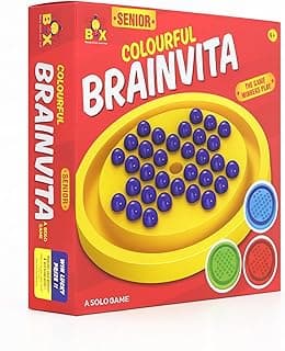 Colourful Brainvita Senior Mind Challenging Board Game with 32 Marbles | Marble Solitaire | Suitable for Ages 5 Years and Above, Kids