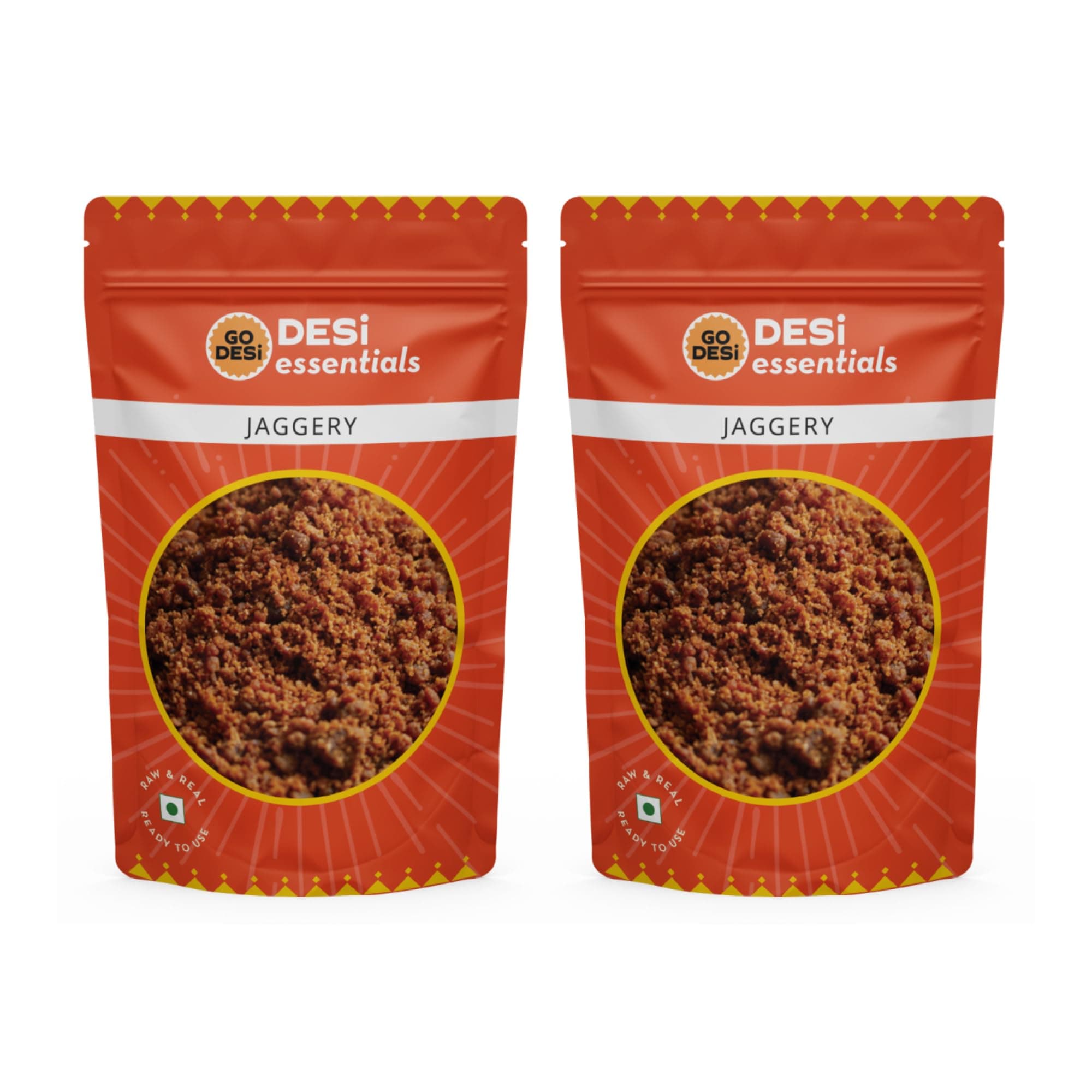 GO DESi Jaggery Powder 1 Kg, Gur, Gud, Pure and Natural, 2 x 500 g